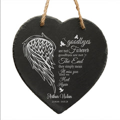 Personalised Goodbyes are not forever Memorial Condolence Slate Heart