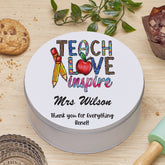 Personalised Teacher Gift Cake Or Cookie Tin Love and Inspire