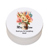 Personalised Teacher Gift Cake Or Cookie Tin With Floral Pot