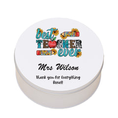 Personalised Best Teacher Ever Gift Cake Or Cookie Tin