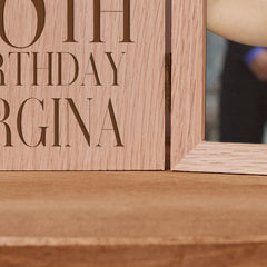 Personalised Any Age Birthday Book Photo Frame Solid Oak Wood Gift