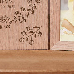 Personalised Christening or Baptism Book Photo Frame Oak Wood Gift