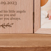 Personalised Christening Day Book Photo Frame Solid Oak Wood Gift