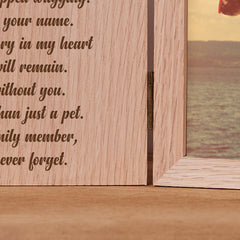 Personalised Dog Remembrance Book Photo Frame Solid Oak Wood Gift