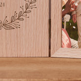 Personalised Wedding Day Book Photo Frame Solid Oak Wood Gift