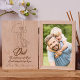 Personalised Dad Book Photo Frame Solid Oak Wood Gift No Matter How Tall