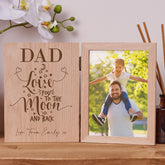 Personalised Dad Love You To The Moon Book Photo Frame Solid Oak Wood Gift