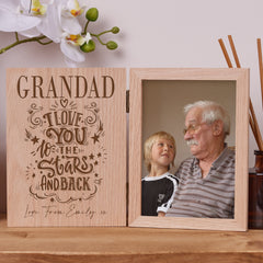 Personalised Grandad Love You To The Stars Book Photo Frame Solid Oak Wood Gift