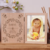Personalised Christening or Baptism Book Photo Frame Oak Wood Gift