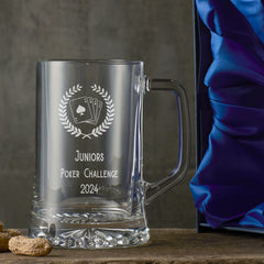 Personalised 1 Pint Poker or Cards Beer Glass Tankard In Silk Lined Gift Box