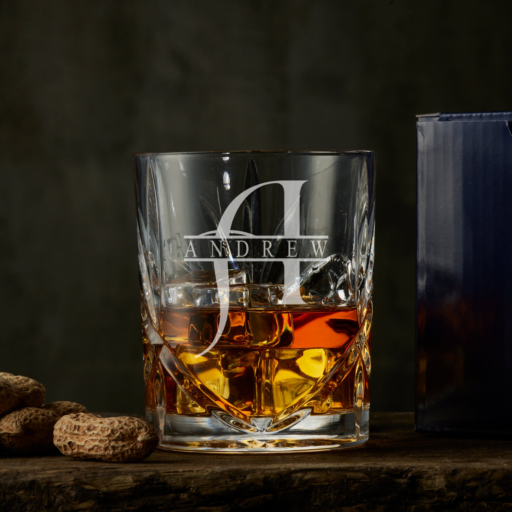 Personalised Custom Engraved Crystal Cut Whiskey Glass With name and Letter Personalised Whiskey Glass ukgiftstoreonline