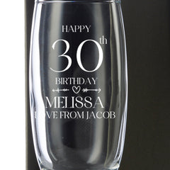 Personalised Any Age Birthday Champagne Flute Glass In Silk Lined Gift Box