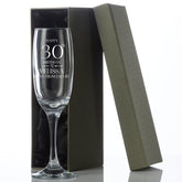 Personalised Any Age Birthday Champagne Flute Glass In Silk Lined Gift Box