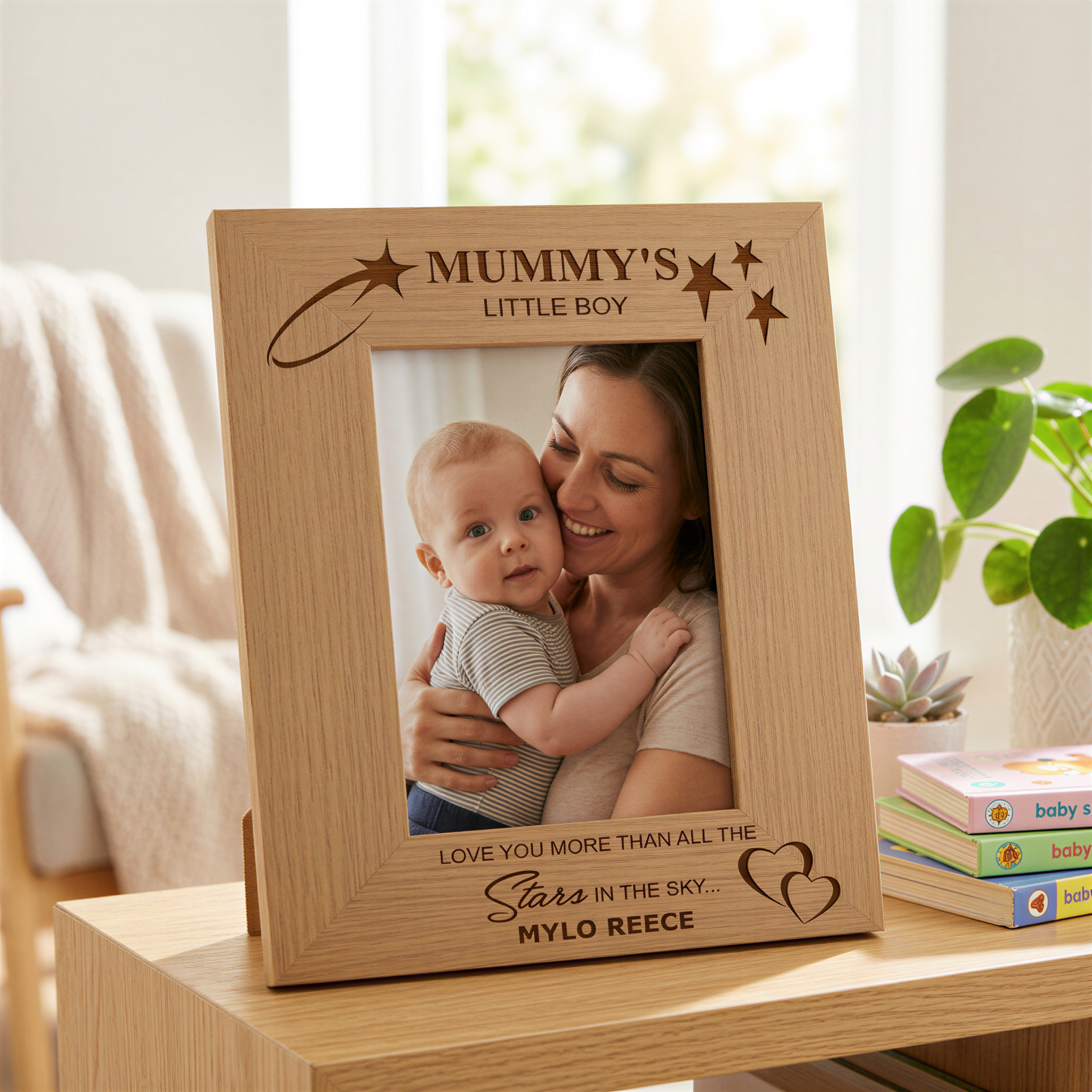 Personalised Photo Frame, Mummy's Little Boy Gift Portrait, Wood Photo Frame ukgiftstoreonline