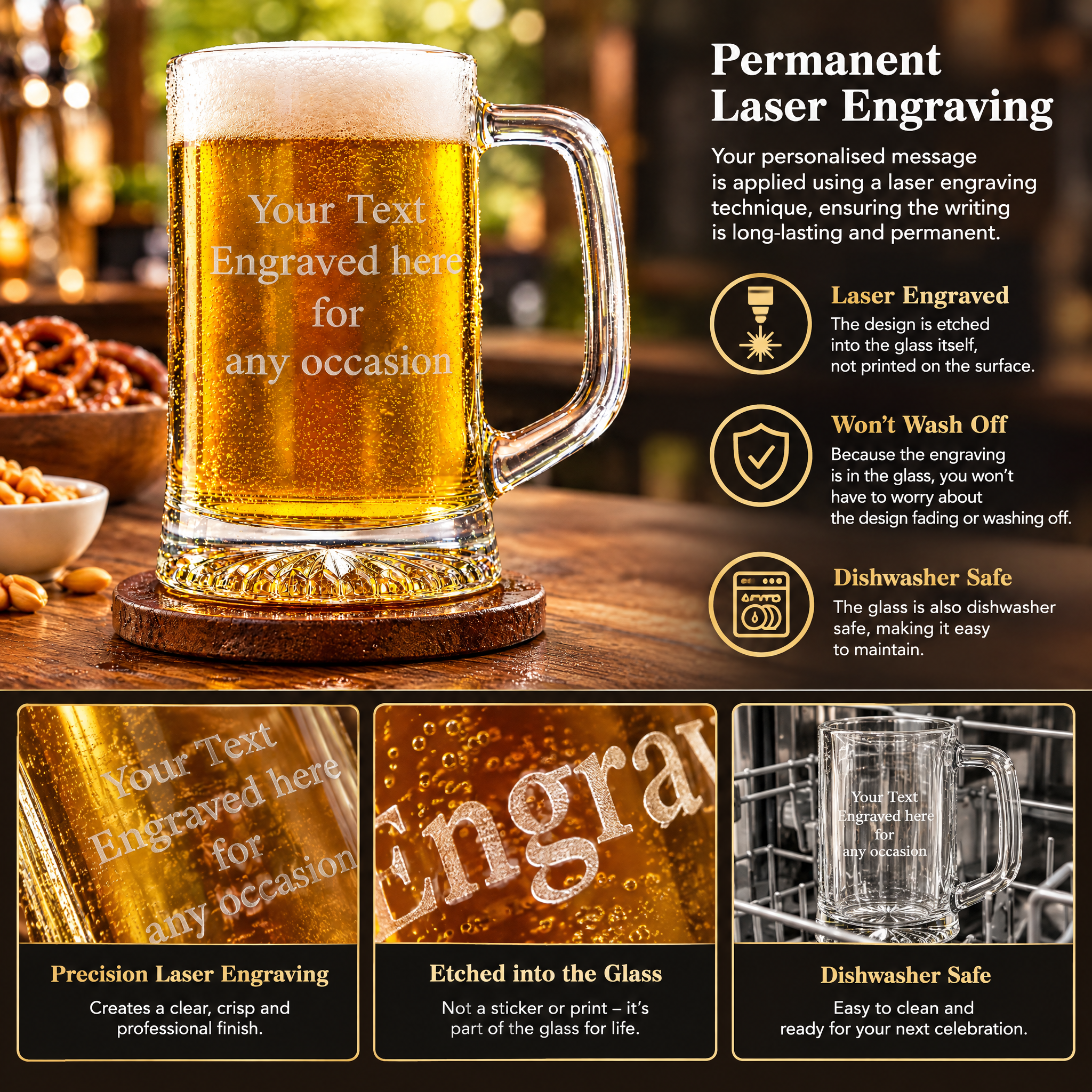 Engraved Personalised Pint Glass Beer Tankard Gift For Men personalised beer glasses ukgiftstoreonline
