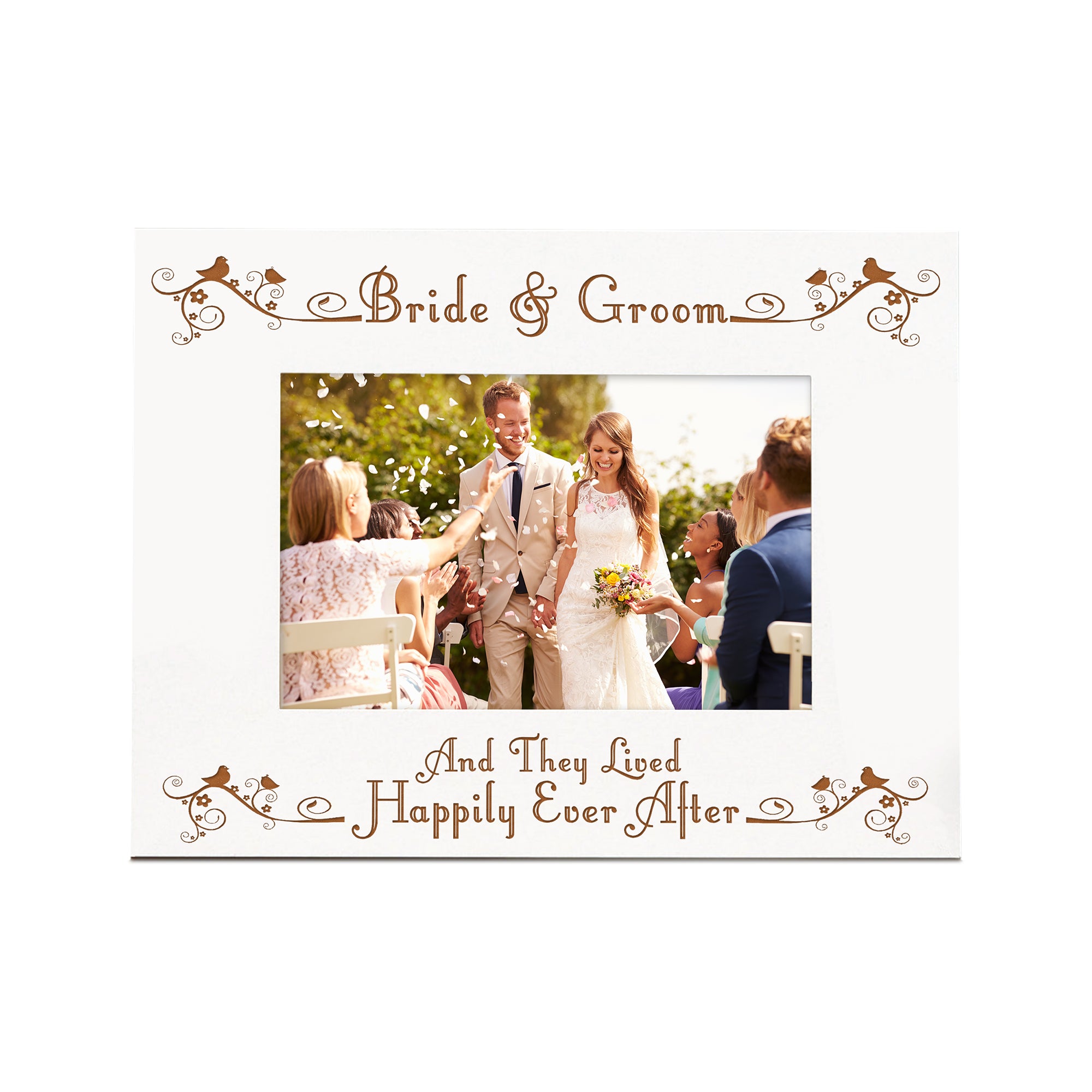 Bride & Groom Happily Ever After White Wooden Photo Frame Memories Photo Frame ukgiftstoreonline