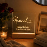 Personalised LED Lamp Night Light Love Heart Font and Any Sentiment Personalised Lights ukgiftstoreonline