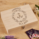Personalised Tea Box Engraved With Tea Bag Holder With Quote
