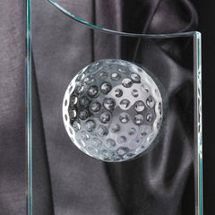 Large Jade Glass Personalised Golf Trophy With 3D Ball