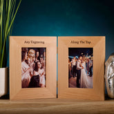 Personalised Solid Oak Wood Double Photo Frame Top Engraved Text
