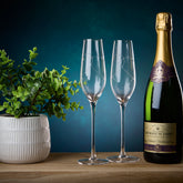 Pair Of Luxury Champagne Flute Glass with Doble Heart and Crystals Wedding Anniversary