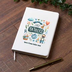 Personalised First Fathers Day Gift Journal Leatherette Notebook Diary Personalised Notebook ukgiftstoreonline