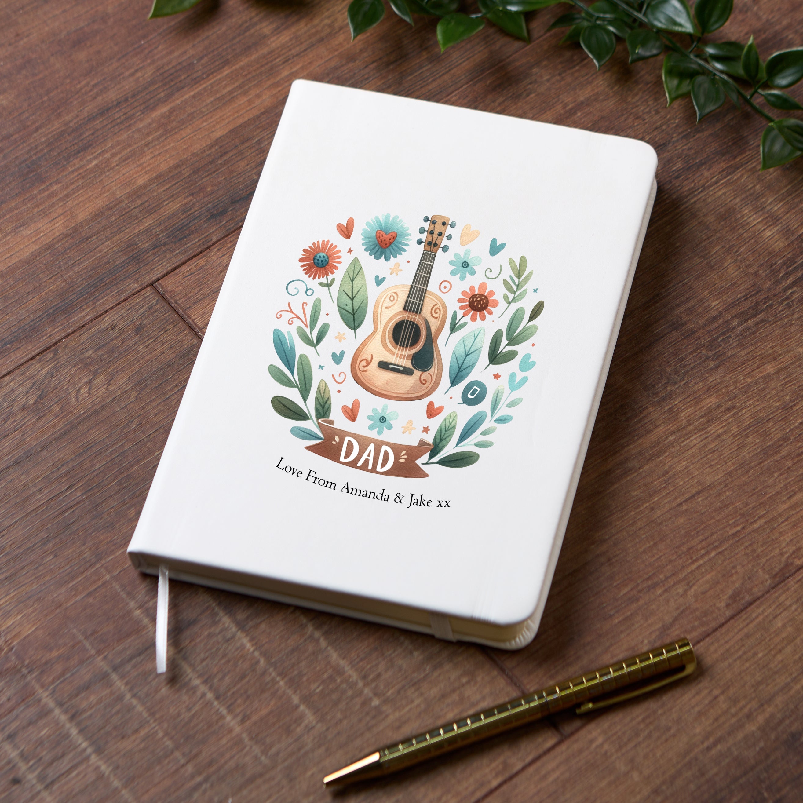 Personalised Guitar Dad Journal Gift Leatherette Notebook Diary Personalised Notebook ukgiftstoreonline