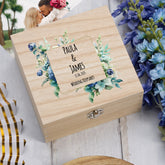 Personalised Wooden Wedding Keepsakes Memory Box Gift With a Blue Green Theme