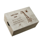 Personalised Large Baby Boy Or Girl Keepsake Crate Box With Giraffe