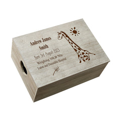 Personalised Large Baby Boy Or Girl Keepsake Crate Box With Giraffe