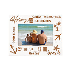 Beach Holidays White Engraved Picture Photo Frame