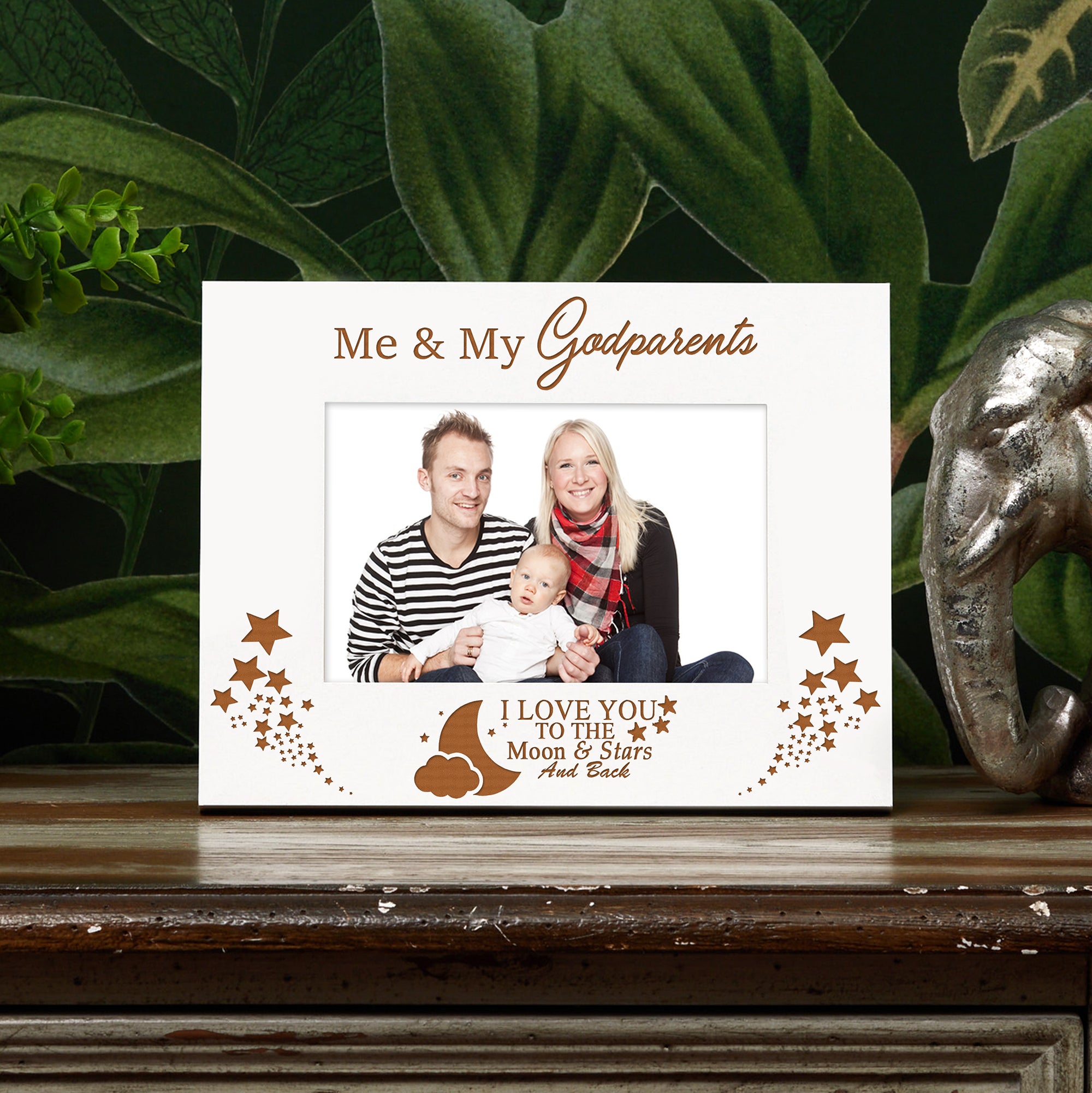 Me and My Godparents Love You To The Moon White Photo Frame Gift Godparents Photo Frame ukgiftstoreonline