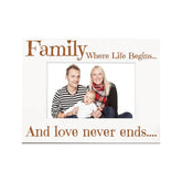 Family Where Life Begins... White Wooden Photo Frame