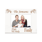 Personalised Family Name Photo Frame Gift White Wood Finish
