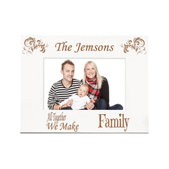 Personalised Family Name Photo Frame Gift White Wood Finish