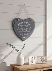 Engagement Gift Personalised Engraved Slate Heart Stone Personalised Engagement Gift ukgiftstoreonline
