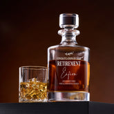 Personalised Large Round Retirement Vintage Glass Whiskey Decanter Gift