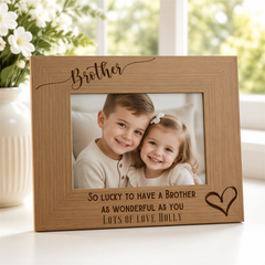 Personalised Brother Photo Frame - Engraved Wooden Picture Frame Gift For Memorable Display Nephew Photo Frame ukgiftstoreonline