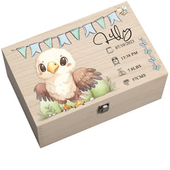 Personalised Wooden Baby Memory Keepsake Box With Cute Animals