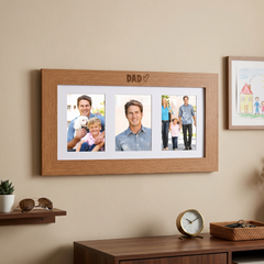 Wooden Photo Frame - Dad Triple 6x4 Picture Frame | Rustic Wall Hanging Photo Frame ukgiftstoreonline