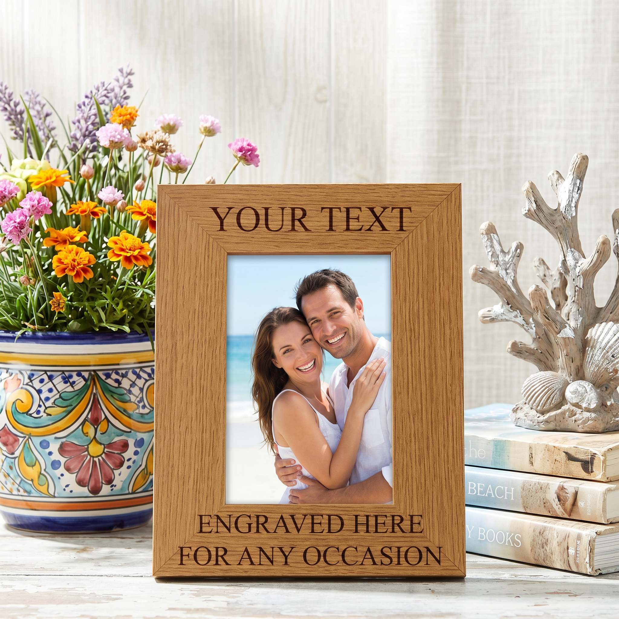 Personalised Wooden Photo Frame – Laser Engraved Bespoke Picture Gift ukgiftstoreonline Portrait 4 x 6 Inch