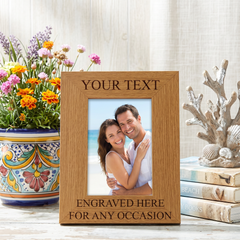 Personalised Wooden Photo Frame – Laser Engraved Bespoke Picture Gift ukgiftstoreonline Portrait 4 x 6 Inch