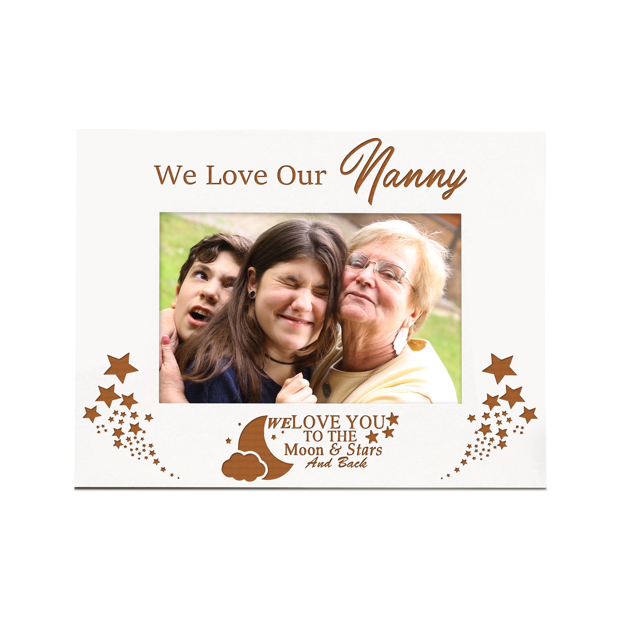 We Love Our Nanny White Wooden Photo Frame Gift