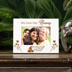 We Love Our Nanny White Wooden Photo Frame Gift