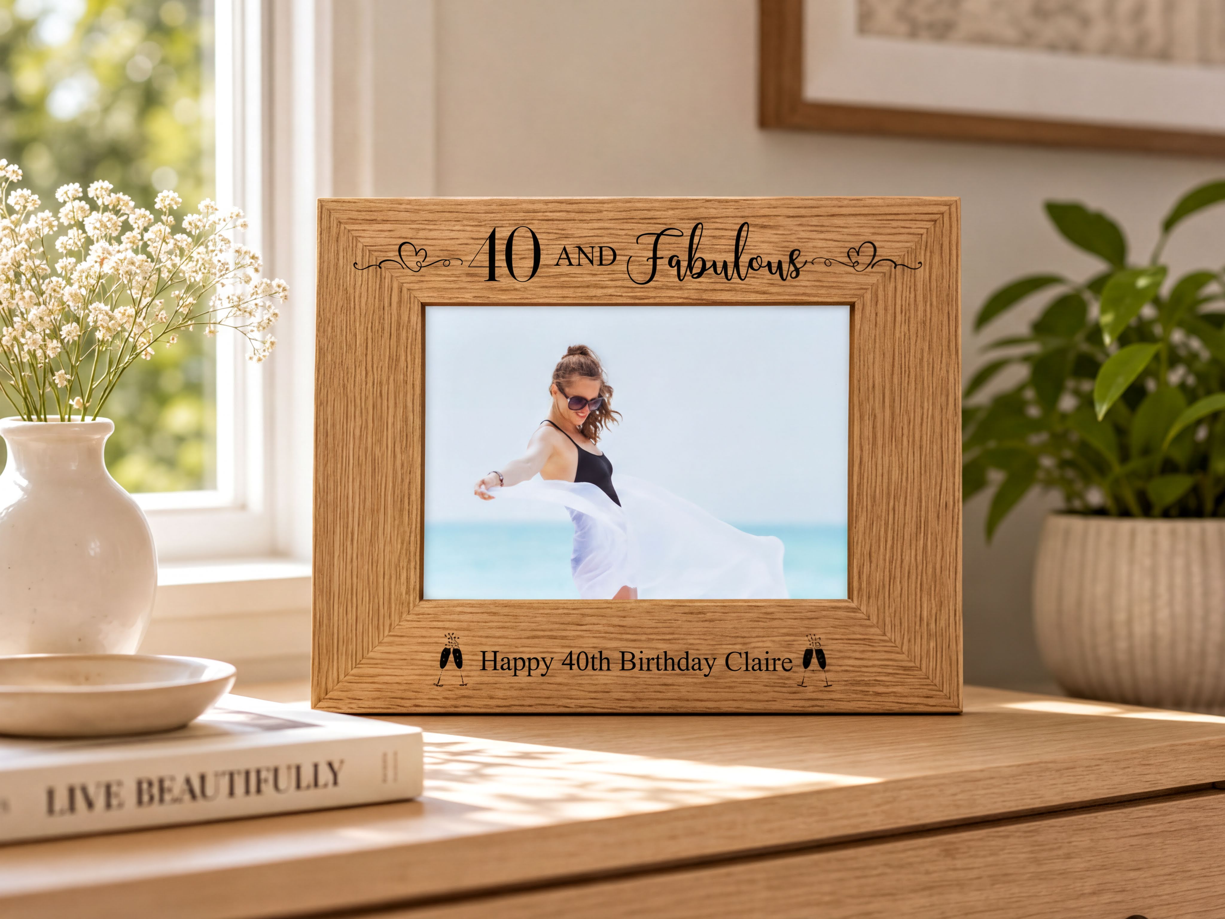 Personalised Birthday Photo Frame | Engraved Wood Keepsake For Milestone Birthdays personalised photo frames ukgiftstoreonline