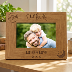Personalised Dad and Me Oak Wood Finish Photo Frame Gift Photo Frame ukgiftstoreonline