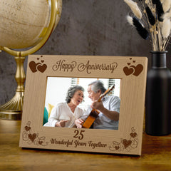 Happy 25th Anniversary Wooden Photo Frame Gift Anniversary Photo Frame ukgiftstoreonline