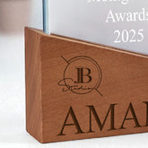 Tall Wood and Glass Personalised Engraved Award Trophy Perfect for Sports, Employees, School Ceremonies & Appreciation