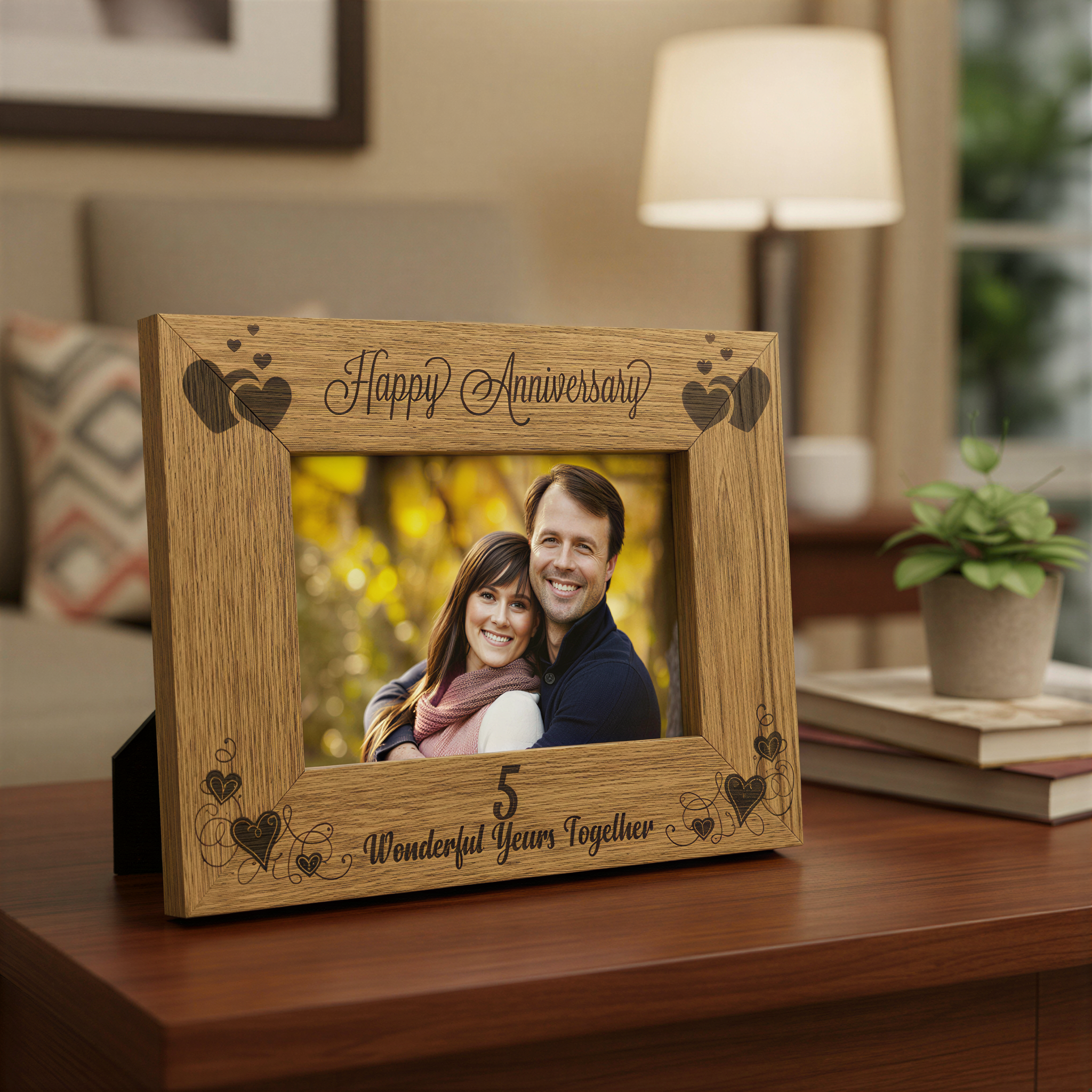 Wooden Anniversary Photo Frame, Happy 5th Anniversary Keepsake Gift Anniversary Photo Frame ukgiftstoreonline