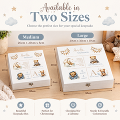 Personalised Baby Memory Keepsake Box with Cute Teddy Icons and Birth Details ukgiftstoreonline